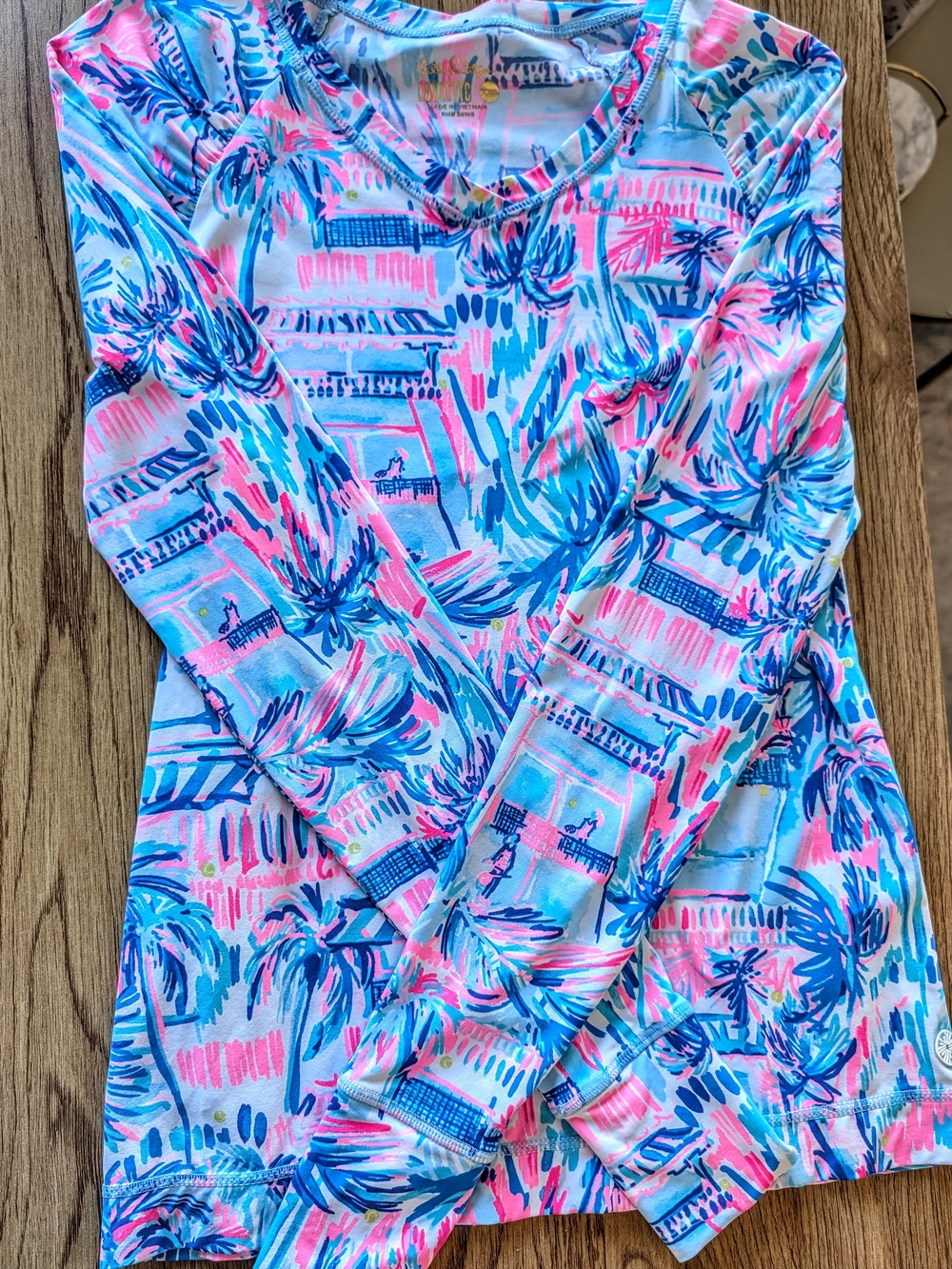 Lilly Pulitzer Blue & Pink Tropical Luxletic Top